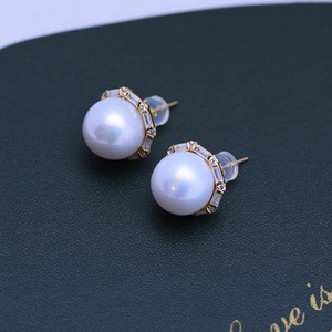 Pendientes de Perlas Redondas Blancas de Agua Dulce de 11-12 mm al por Mayor, Pendientes de Plata de Ley S925 con Luz Brillante, Estilo Moderno y Elegante - Product Image 5