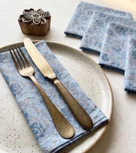 Serviettes en coton imprimées à la main en gros, motif floral, réutilisables, pour dîner, décoration de table de ferme, linge de cuisine bohème - Product Image 5