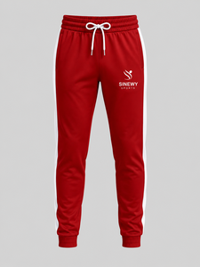 Red White Unisex Winter Casual Printed <b>Tracksuit</b> Hooded Sweatshirt Jogger Pants Side Stripes Custom Logo Sportswear Set - Product Image 4