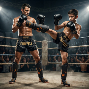 Vente en gros de protège-tibias de Muay Thai personnalisés avec impression sérigraphique, en cuir PU, pour le kickboxing, la MMA et les arts martiaux - Product Image 2