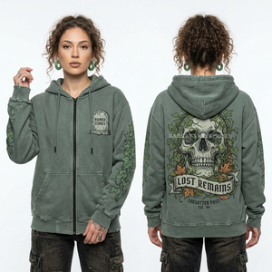 เสื้อฮู้ดผู้หญิงสีพาสเทลลายมัดย้อมแบบซิป 350GSM ผ้าฟลีซเนื้อนุ่มน้ำหนักเบา ลายพิมพ์กะโหลกไม้ไผ่สไตล์อิงค์เพนท์ แจ็คเก็ตสตรีทแวร์สุดหรู - Product Image 5