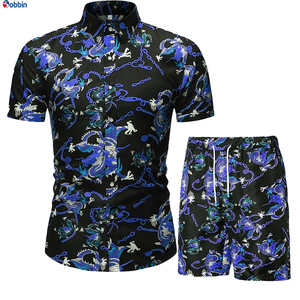 Summer Collection Customized Mens Beach Wear Button up Shirt Short Sleeve Beach Pant Set Men's Suits Comfortable and Breathable - Product Image 5