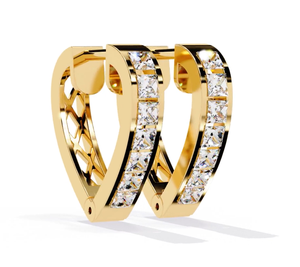 ต่างหูเพชรทรงปรินเซสคัท 0.90 กะรัต ผลิตในห้องปฏิบัติการ ทองคำแท้ 14K คุณภาพ E/F VVS หรูหราสำหรับสวมใส่ทุกวันสำหรับผู้หญิง - Product Image 1