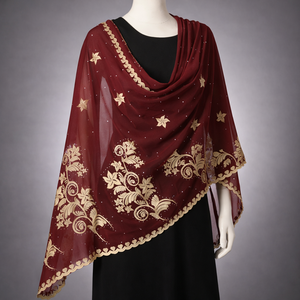 ผ้าคลุมไหล่ชีฟองผ้าฝ้ายโพลีเอสเตอร์ปักลายดอกไม้หรูหรา ประดับด้วยคริสตัล น้ำหนักเบา ระบายอากาศได้ดี ผ้าพันคอฤดูร้อนสำหรับผู้หญิงมุสลิม - Product Image 3