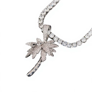 Colgante de Cruz con Pequeña Árbol de Coco, Plata de Ley 925, Moissanita Certificada GRA, Estilo Iced Out, Joyería Unisex Hip Hop - Product Image 5