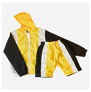 Custom Men's Purple Color Blocking Reversible Casual Windbreaker Jacket Shorts Set Stand Collar <b>Zip</b> Sporty Tracksuit Summer Wear - Product Image 3