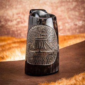Mug en corne de buffle de style viking authentique, qualité supérieure, motif animal sculpté, fabriqué en Inde, cadeau d'affaires/souvenir - Product Image 4