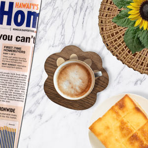 New Fashion Classic Style <b>Round</b> Walnut Wood Cup <b>Mat</b> Coasters 11.5x12.2x1.2cm Free Eco-Friendly Reusable Insulated Cute Stylish - Product Image 5