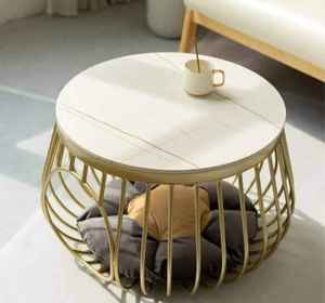 Table basse haut de gamme en métal et marbre, élégante, nouvelle arrivée, design moderne et luxueux, table centrale personnalisée, nouveau design, décoration intérieure - Product Image 2