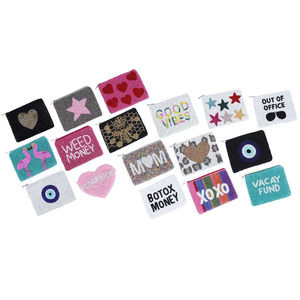 Porte-monnaie classique fait main coloré avec perles pour adolescents, portefeuille personnalisé à fermeture éclair, motif dessin animé, pochette de gros MULTI - Product Image 4