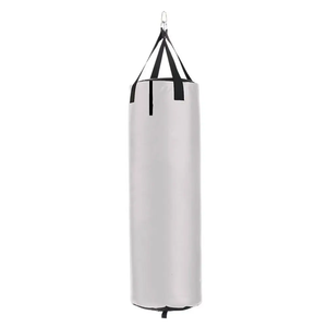 Sac de frappe en cuir PU blanc crème avec garniture noire, panneau imprimé, résistant aux déchirures, base inférieure, pour entraînement en salle de sport - Product Image 3