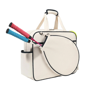 Cream Oxford Tennis Racket <b>Bag</b> 50-70L Zipper Closure Waterproof Sports <b>Duffel</b> With Side Pockets - Product Image 4