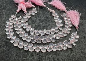 ลูกปัดโรสควอตซ์ทรงหัวใจเหลี่ยมเพชรพลอยขนาด 8-9 มม. ลูกปัดหินโรสควอตซ์สีชมพูธรรมชาติทรงหัวใจ ขนาด 8 นิ้ว - Product Image 2