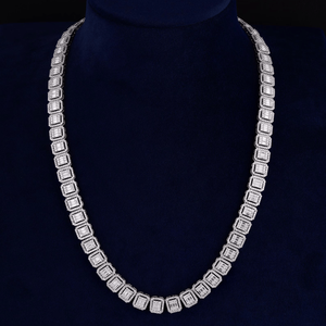 Emerald Cut 18K Natural Stone Chain <b>Bracelet</b> Rhodium Plated Geometric Classic Unisex IGI Certified Wedding Jewelry - Product Image 1