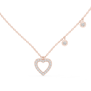 AFFORDABLE 18KT ROSE GOLD RHODIUM PLATED CHAIN HEART PENDANT CHARMS ADORNED CUT LAB GROWN DIAMONDS THIRD PARTY CERTIFIED DAILY - Product Image 1