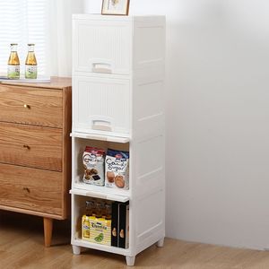 Mobiletto portaoggetti a 4 ripiani con 2 cassetti, organizer per bagno, camera da letto e cucina - Product Image 2