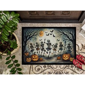 Felpudo de esqueletos de baile de Halloween espeluznante, antideslizante, lavable, de pila baja, para interior/exterior, alfombrilla para puerta delantera, 24H X 36W - Product Image 3