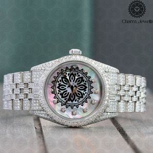 Montre de luxe Charm Jewels en acier inoxydable, cadran rond de 38 mm, cristal saphir, mouvement à quartz, design tendance pour femmes - Product Image 4