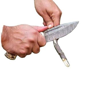 Cuchillo de Caza de Acero de Damasco de Alta Calidad, Nuevo Modelo 2025, Mango de Hueso, para Camping, OEM PRESTIGE BLADES, Personalizado, Punta Recta - Product Image 5