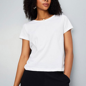 High Quality Screen Print Logo Plain Design Short Sleeve Breathable Jersey Fabric Tshirts Heavyweight Cotton <b>T</b>-<b>Shirt</b> for Women - Product Image 1