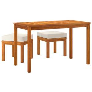 Ensemble de salle à manger de jardin en bois d'acacia couleur crème - Product Image 3