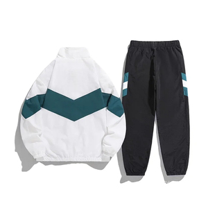 Conjunto Deportivo de Dos Piezas para Hombre, Estilo Casual, Chaqueta Cortavientos Holgada con Parches y Pantalones con Cintura Elástica - Product Image 4
