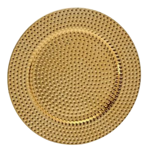 Round Gold Metal Charger Plate with Polished Dot Pattern for Party Table Setting - Product Image 1