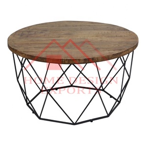 2024 Tables basses rondes en fer modernes avec dessus en verre pour décorations intérieures et extérieures Dernière conception décorative de bureau - Product Image 4