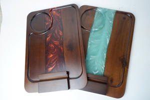 Wooden Serving Tray With Resin Inlay Rectangular Modern Handmade Tableware Storage Holder - Product Image 1