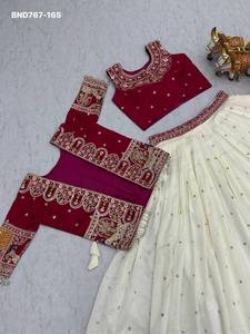 Última Colección de Lehenga-Choli de Diseñador con Vichitra Pesado y Bordado con Hilo, con Koti, Fabricante de Surat - Product Image 4