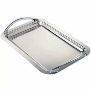 Luxury <b>Mirror</b> Finish Metal Serving <b>Tray</b> Decorative Silver <b>Rectangular</b> Platter For Wedding Party Catering Hospitality Supplies - Product Image 2
