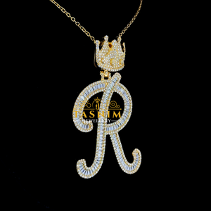 TASMIN JEWELRY Colgante de Letra con Moissanita VVS Iced, Estilo Hip Hop, Microincrustaciones, Chapado en Oro Rosa, Certificado - Product Image 2