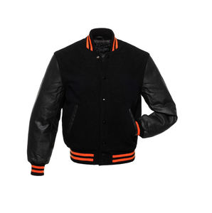 Premium Custom Black Wool Varsity Letterman <b>Jacket</b> Leather Sleeves <b>Men's</b> Fashion Slim Fit <b>Baseball</b> Bomber <b>Jacket</b> Streetwear - Product Image 1