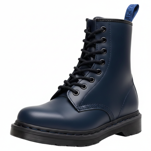 Bottes pour femmes en cuir véritable à lacets mi-mollet avec semelle en caoutchouc, talons épais de 3 cm - Product Image 6