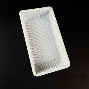 Plateau alimentaire en plastique blanc personnalisé, plateau d'emballage jetable - Product Image 1