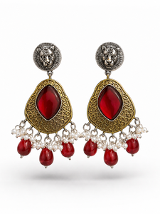ELVORA GEMS Vintage Lion Head <b>Claw</b> Setting Chandelier <b>Earrings</b> Crystal Imitation Pearl Women's Party Jewelry - Product Image 4