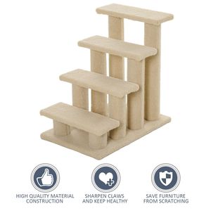 Albero per Gatti in Legno con Tiragraffi in Sisal, Scala per Animali Domestici da Interno, Materiale Plastico e Cartaceo per Gatti e Cani - Product Image 2