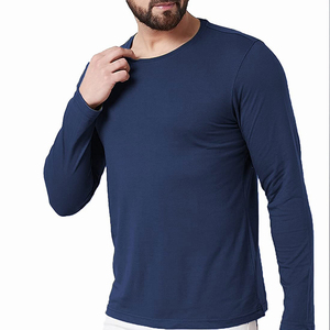 Camiseta de Manga Larga para Hombre, Corte Regular, Color Sólido, Cuello Redondo, Informal, 100% Algodón, Tallas S M L XL XXL - Product Image 3