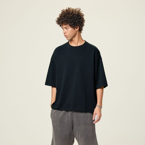 Wholesale High Quality Polyester/Cotton 180gsm Canvas <b>V</b>-neck Short Sleeve Regular <b>Fit</b> Boxy Unisex T-shirt Casual Men Digital - Product Image 2