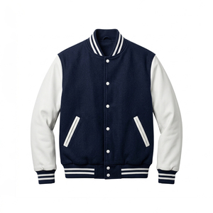 Low MOQ Letterman <b>Jacket</b> Premium Wool Varsity with <b>Leather</b> Sleeves for Fashion Wholesale - Product Image 1