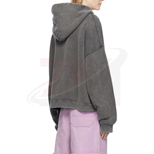 Sudadera con Capucha Extra Grande para Mujer, Color Sólido, Hombros Caídos, Felpa, 100% Algodón, Diseño Asimétrico, Ropa Casual de Otoño - Product Image 2