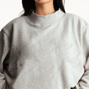 Custom Women's Soft Cotton Mock Neck Streetwear Embroidered <b>Jumper</b> Fleece Oversized <b>Pullover</b> Women Mockneck Sweatshirt - Product Image 3