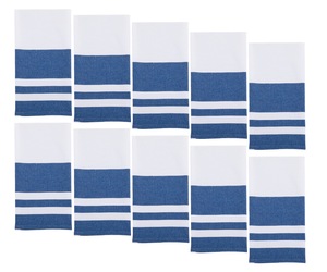Ensemble de torchons de cuisine en coton rayé, fil teint écologique, blanc avec bords colorés, rectangulaires, tissés, lavables en machine pour usage domestique - Product Image 3