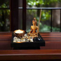 Statue de bouddha inspirée de l'Asie du sud-est thème bougeoirs en fer faits à la main méditation Relaxation décoration de la maison noël