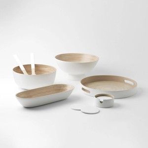 Ensemble de bols de service en bambou filé avec plateau et ustensiles, vaisselle en bambou, cuillères à salade, pour aliments, fruits, table à manger, fabriqué au Vietnam - Product Image 1