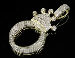 Colgante Vintage de Plata de Ley Chapado en Oro Amarillo de 14k con Diamante Simulado Redondo de 2Ct y Letra Inicial O - Product Image 1