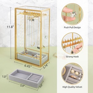 กล่องเก็บเครื่องประดับแก้วใสสุดหรู กล่องใส่เครื่องประดับแก้วทำมือ กล่องโชว์เครื่องประดับสไตล์วินเทจ - Product Image 6
