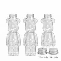 Bouteille en plastique PET de qualité alimentaire de 400 ml en forme d'ours avec couvercle en aluminium et trou pour paille, pour soda, origine Vietnam