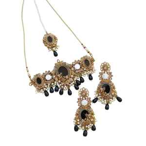 Collection de bijoux de mariage indiens et pakistanais en promotion : Collier ras-du-cou et boucles d'oreilles tendance, parures de bijoux de haute qualité pour femmes - Product Image 1
