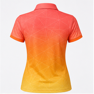 Polo Personalizado para Mujer con Degradado de Naranja Coral y Amarillo, de Secado Rápido, Transpirable, Manga Corta, Uniforme de Golf de Alto Rendimiento WPS-0791 - Product Image 2